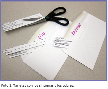 Foto mostrando las tarjetas y sobres