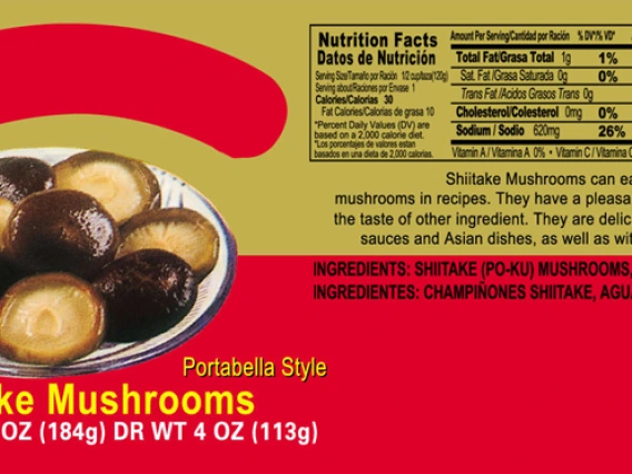 Photo of the label of canned mushrooms