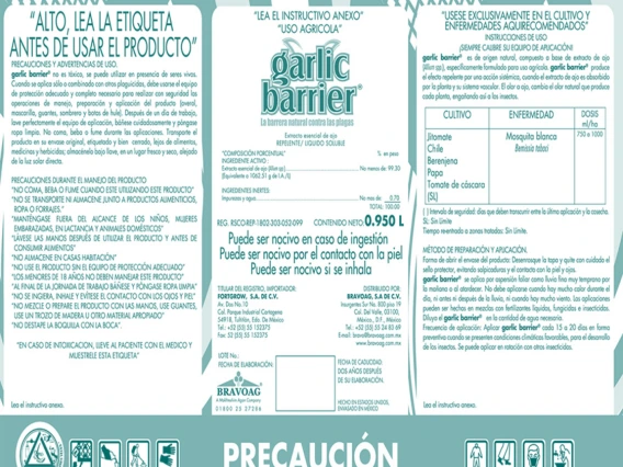 Foto mostrando una etiqueta de plaguicida