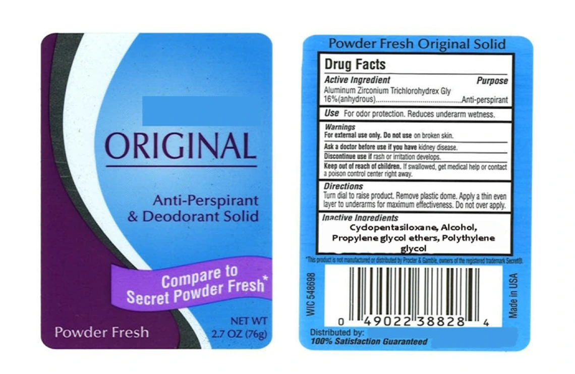 Photo of the label of deodorant