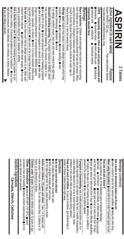 Photo of the label of aspirin