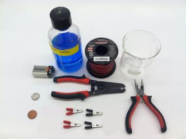 Figure 1: Materials needed for copper electrolysis hands-on activity.